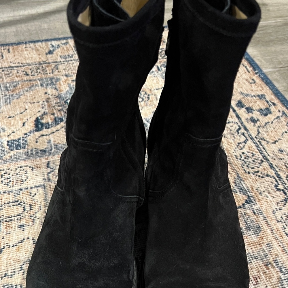 Free Lance Black Suede Boots buckle strap side zipper 40 / 9 1/2 - Picture 11 of 12